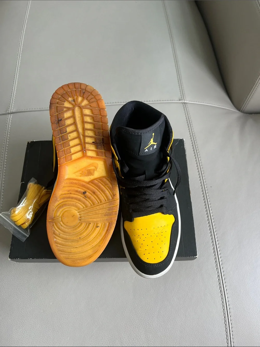 Jordan Air High-Top Sneakers Black and Yellow